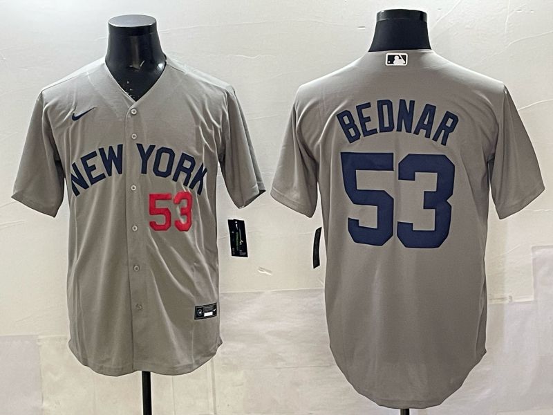 Men New York Yankees #53 Bednar Grey Game Nike MLB 2025 Jersey 06->new york yankees->MLB Jersey